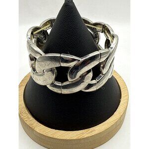 Chunky Silver Tone Link Stretch Bracelet